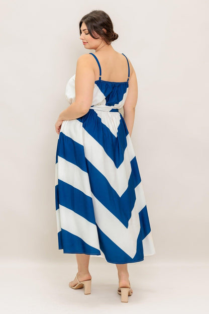 RADIANT HEART NAVY WOVEN MIDI DRESS