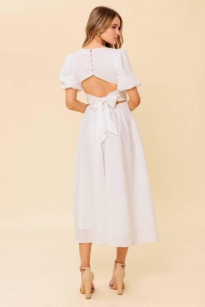 SLEEK DEDICATION IVORY WOVEN MDI DRESS