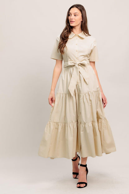 WORTH THE WAIT WOVEN MIDI DRESS
