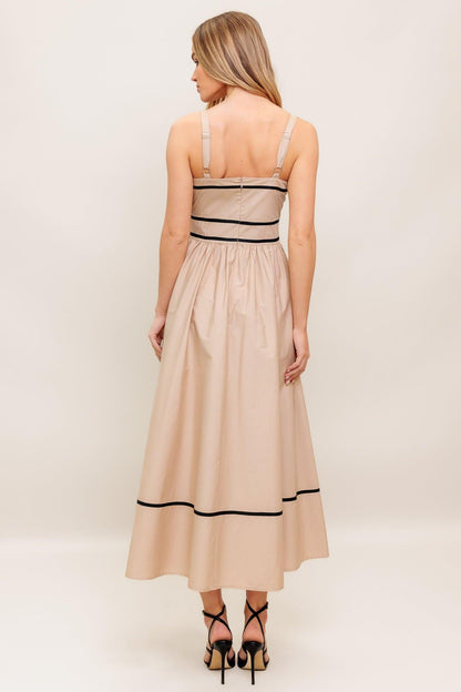 QUIET LUXE STRAP WOVEN MIDI DRESS