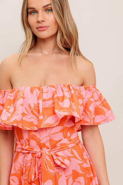 CITRUS GARDEN WOVEN MIDI DRESS