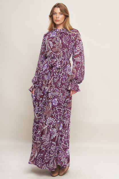VIOLET BLOSSOM SPIRIT WOVEN MAXI DRESS
