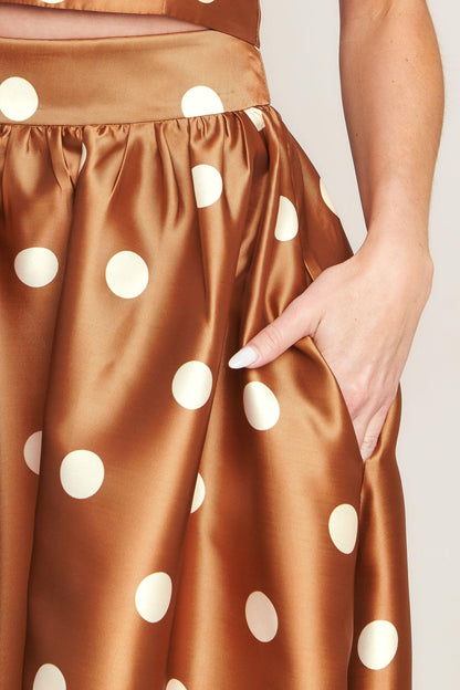 CHIC POLKA FLOW WOVEN FULL MAXI SKIRT