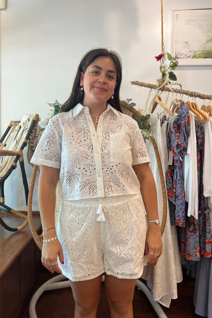 Bruna Eyelet Short - White