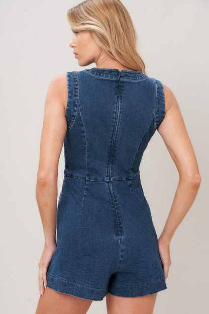 MIDNIGHT DENIM SKORT ROMPER