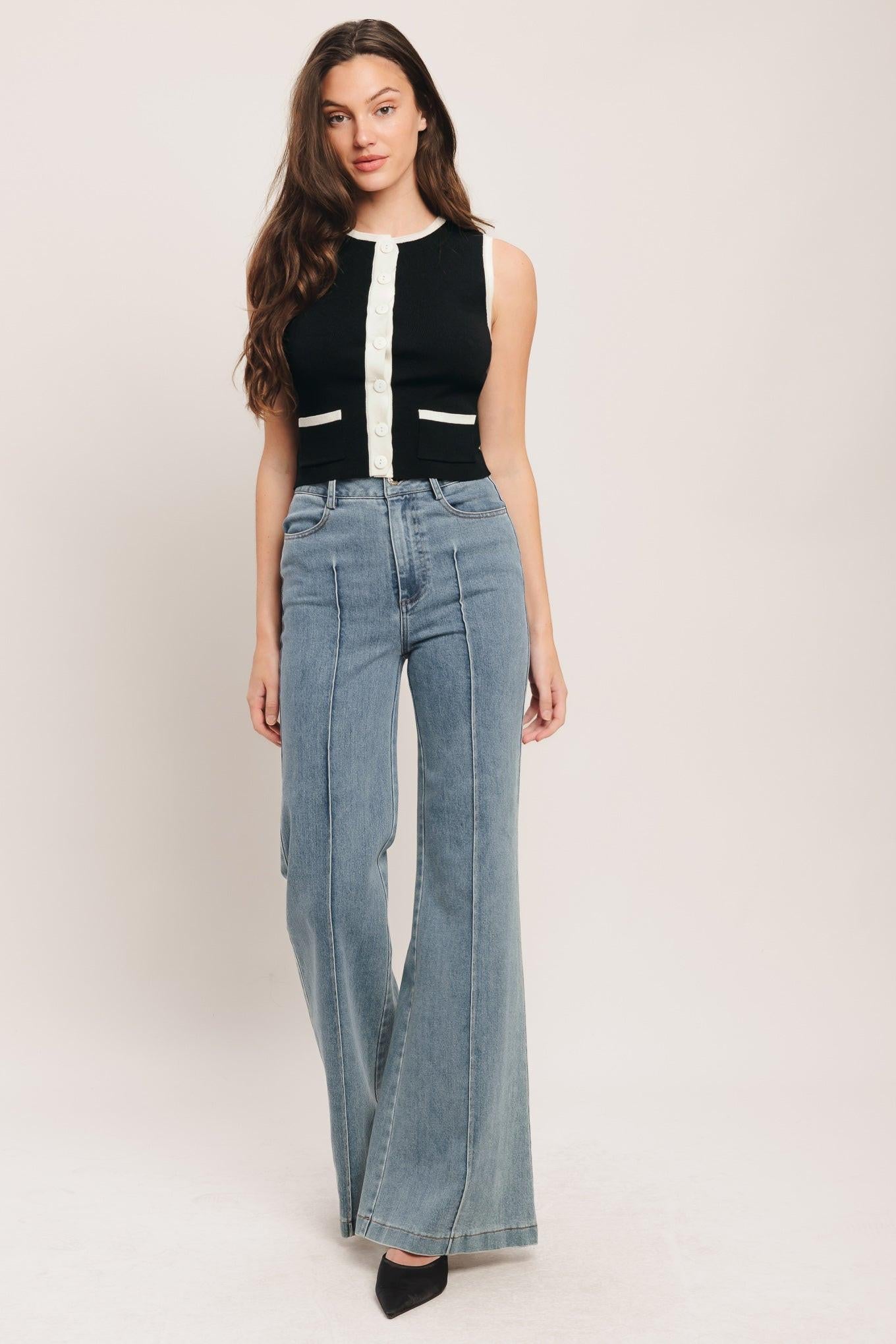 FRENCH NAUTICAL COLOR BLOCKED SWEATER TOP