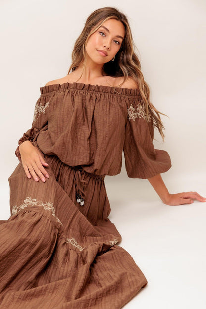 FULL SPEED AHEAD BROWN WOVEN TOP
