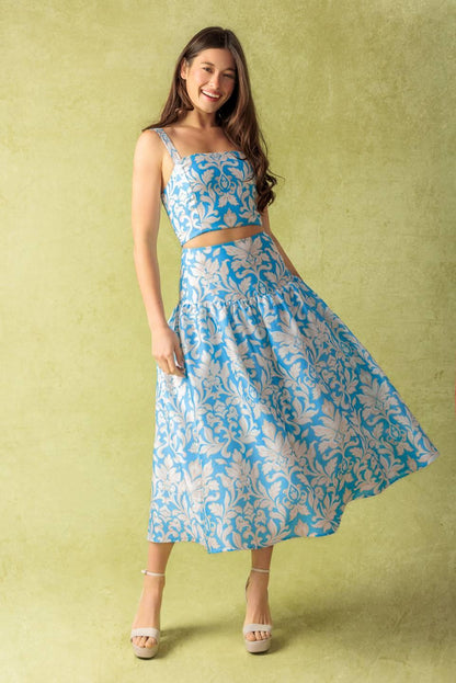 LITTLE MOMENTS WOVEN TOP AND SKIRT SET