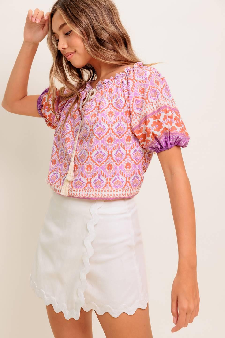 WHISPERING LAVENDER WOVEN TOP
