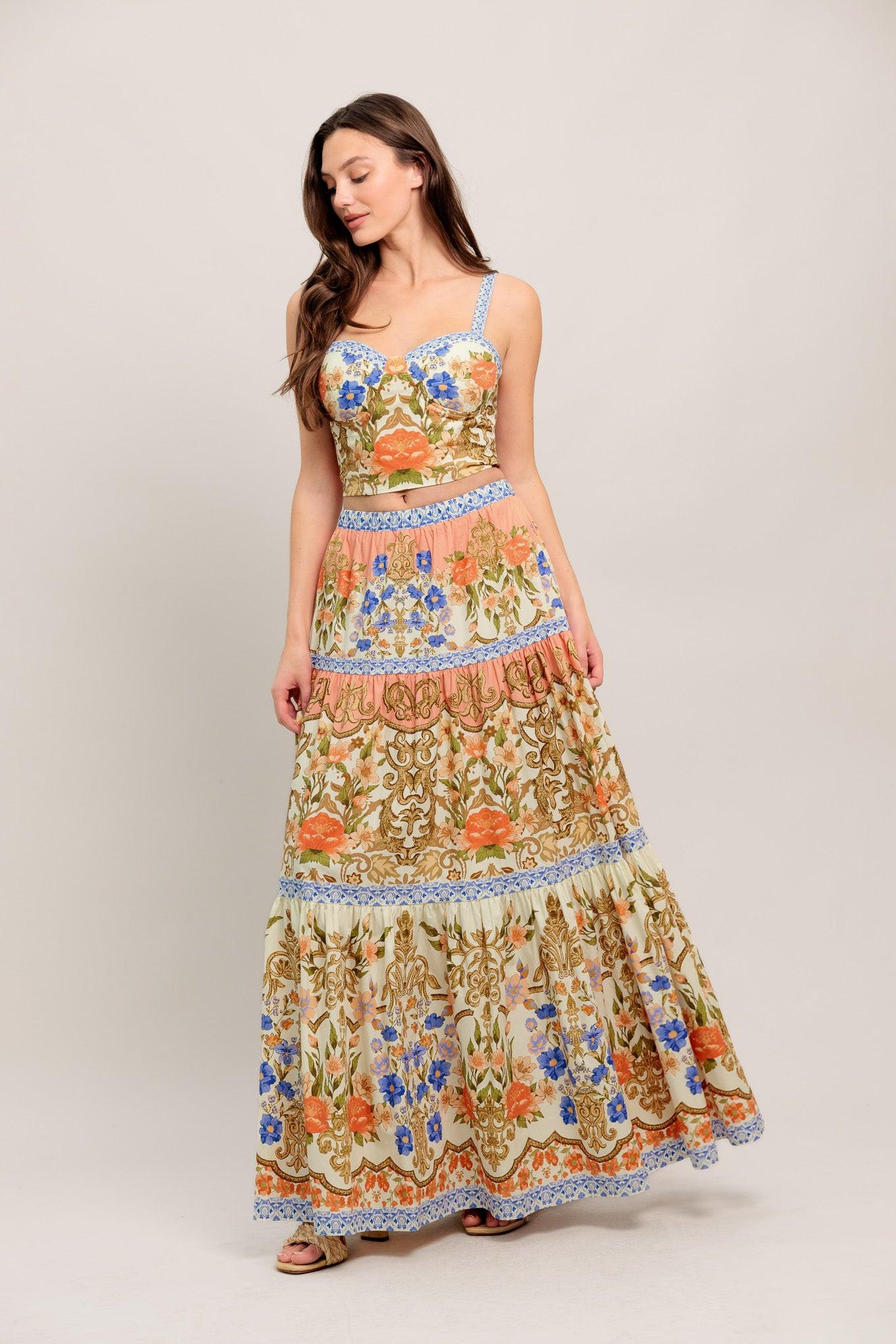 SWEET MEADOW MEMORIES WOVEN TOP AND SKIRT SET