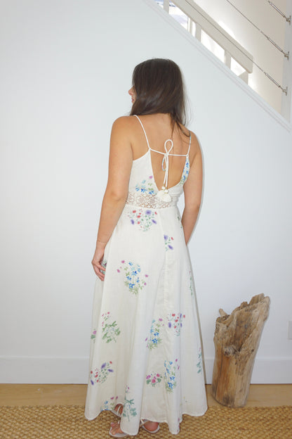 Isabella Dress in Cream Botanical