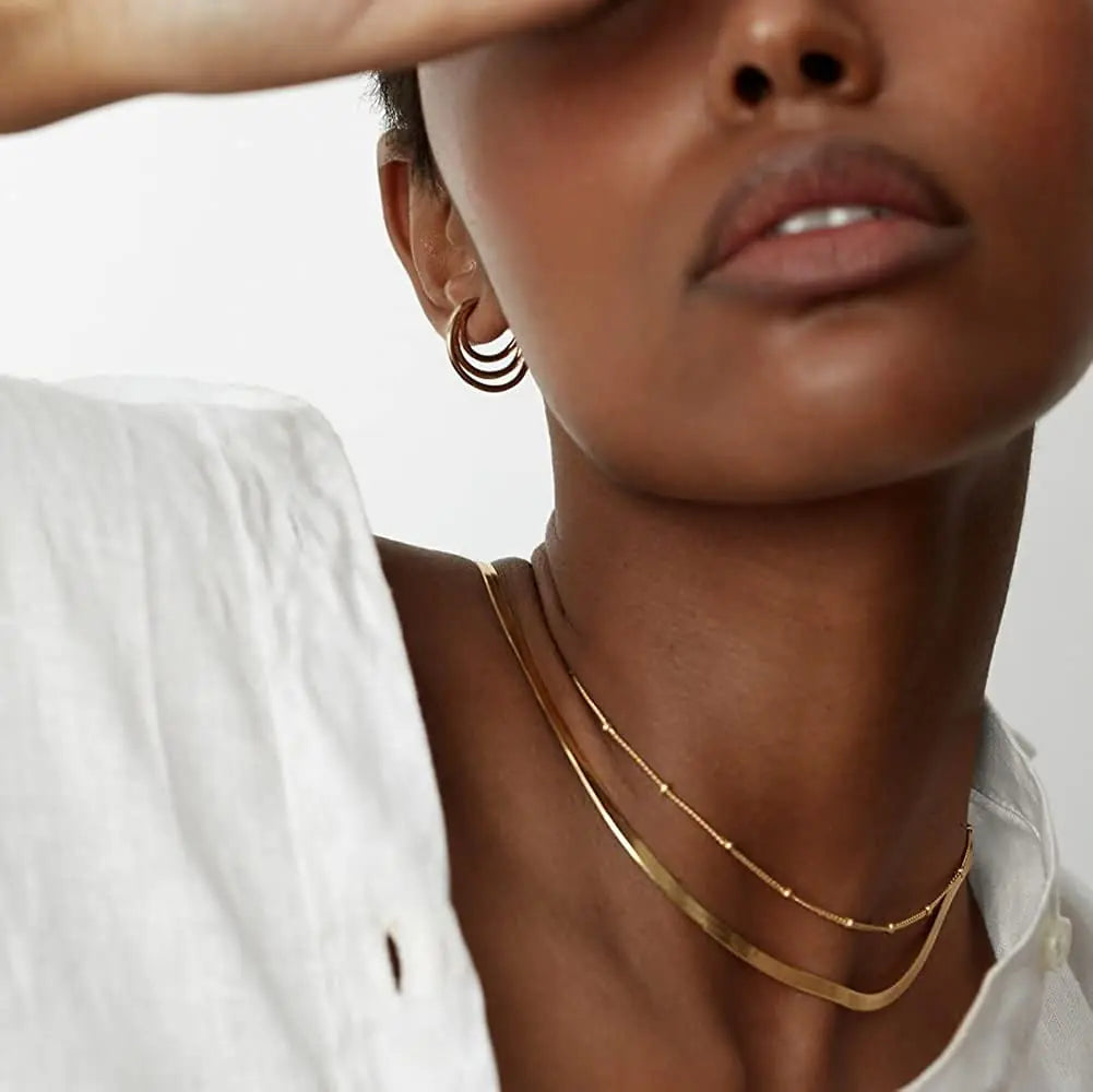 Herringbone Necklace 14k Gold Plated