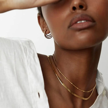 Herringbone Necklace 14k Gold Plated