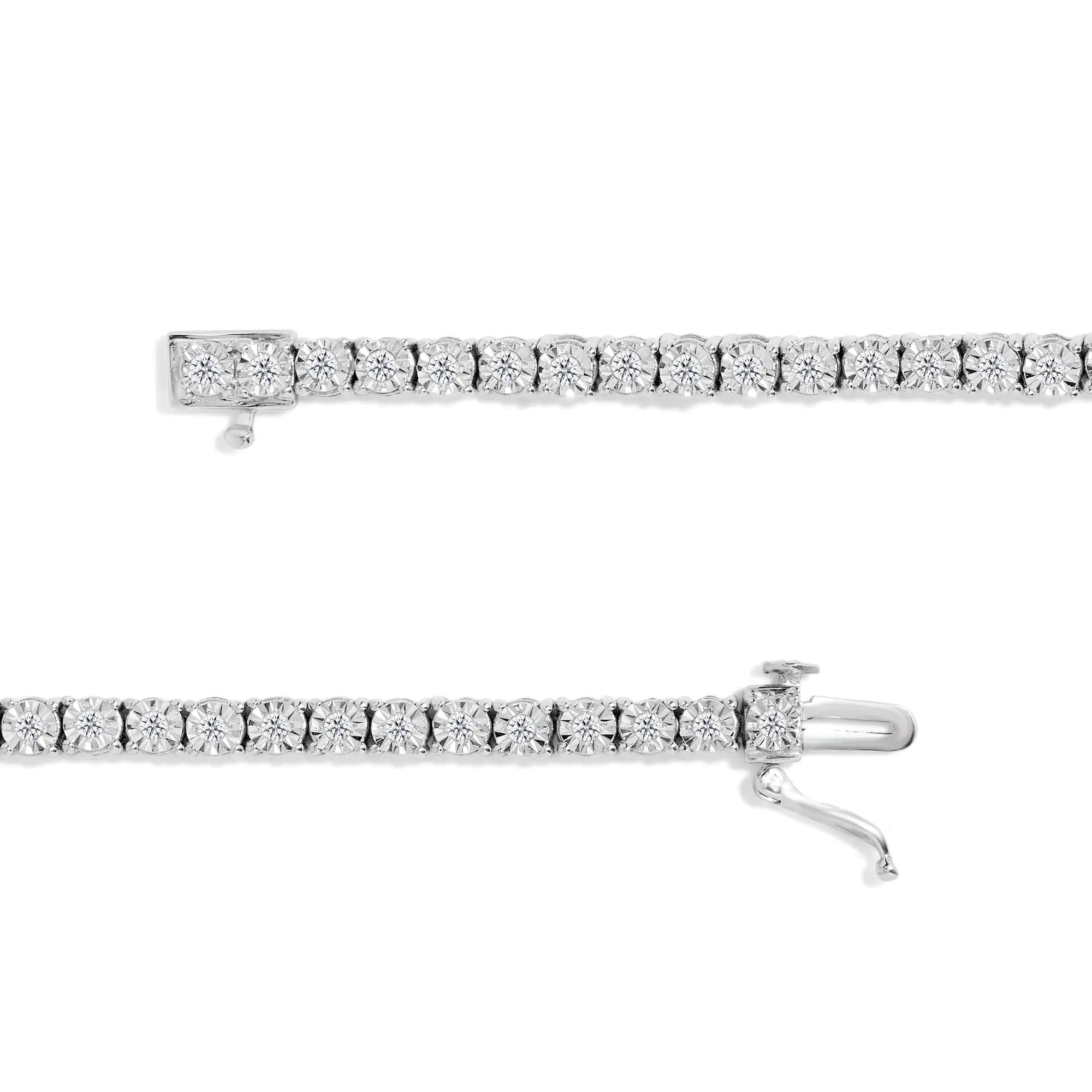 1.0 Cttw Diamond Illusion-Set Miracle Plate 925 Tennis Bracelet (I-J Color, I3 Clarity) - 7"