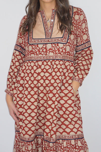 Nori Maxi Dress in Red Lotus