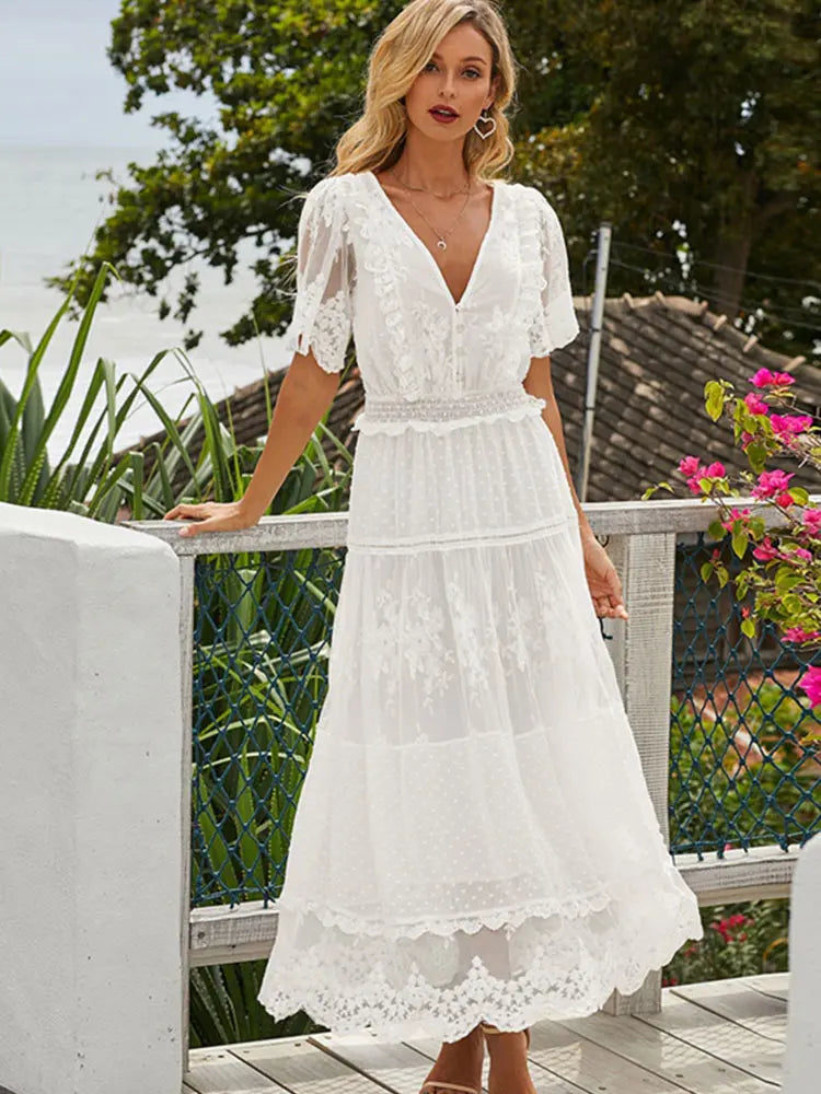 Valentina White Lace Sun Dress
