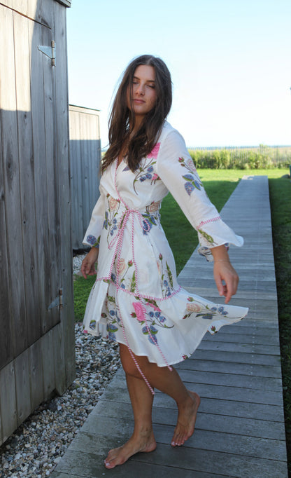 Rhode Mini Wrap Dress in Multi Rosette