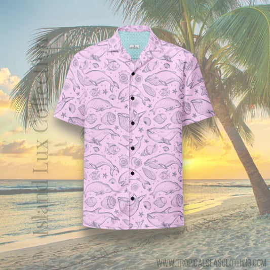 Men’s Pink Hawaiian Button Shirt