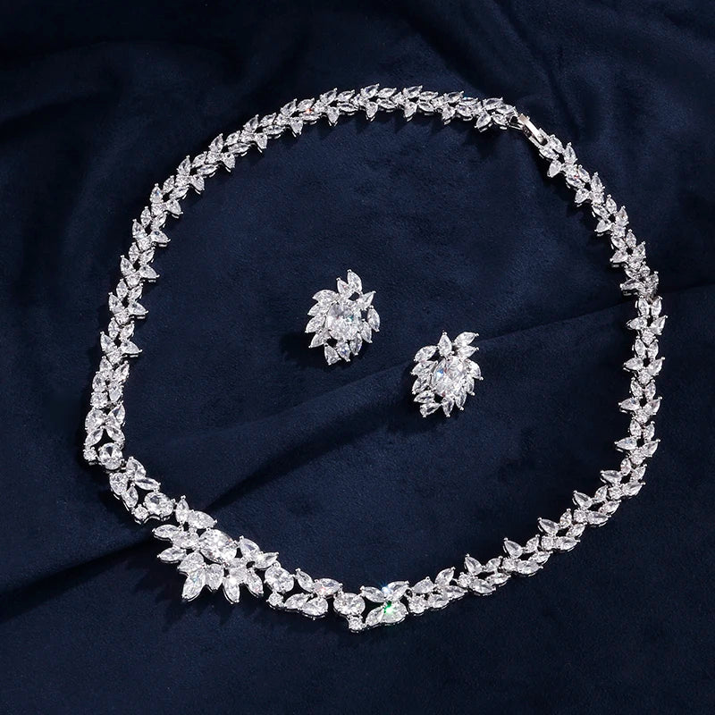 ZAKOL Brand Gorgeous Shiny Full Zirconia Earring Necklaces Jewelry Set Luxury Bridal Wedding Party Jewelry