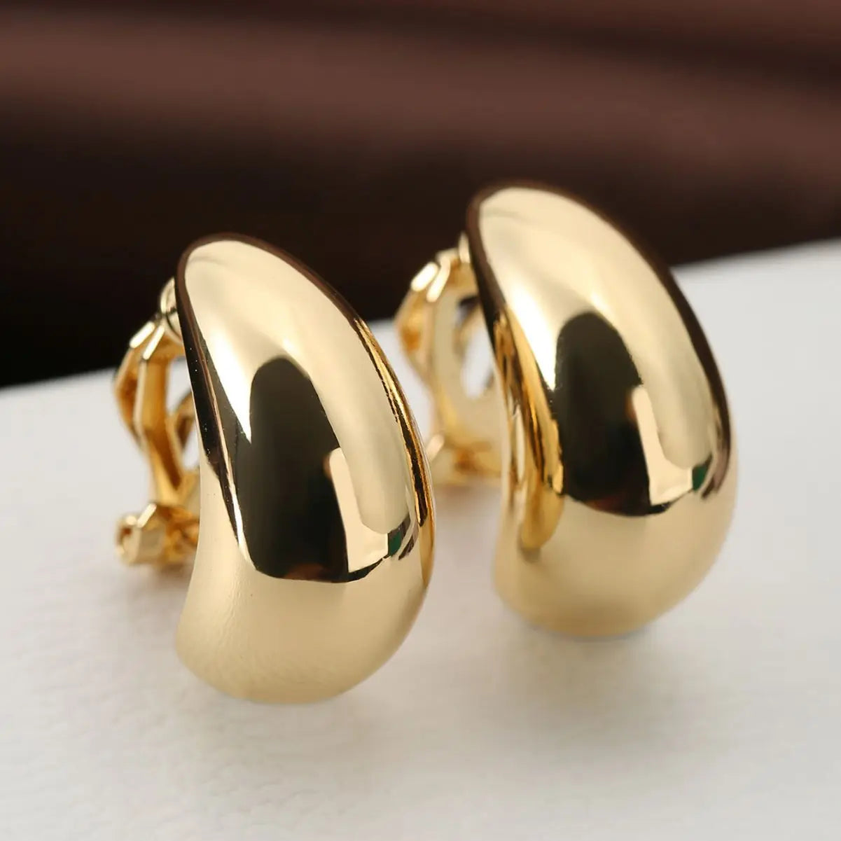 Luxury Droplet Zinc Clip-On Earings