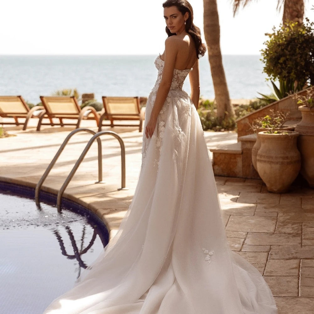 Detachable Train Mermaid Wedding Dress