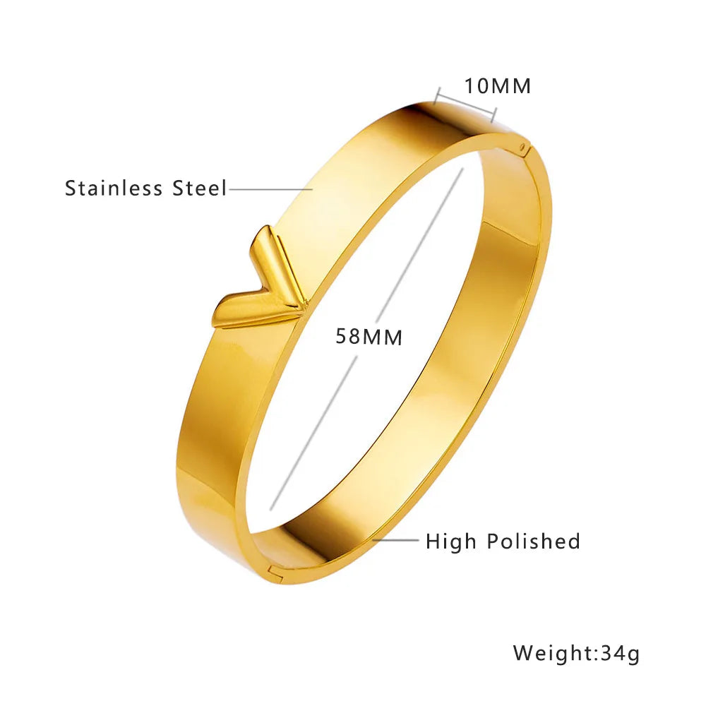 Titanium Steel 18k Gold Color Metal Luxury Bangles