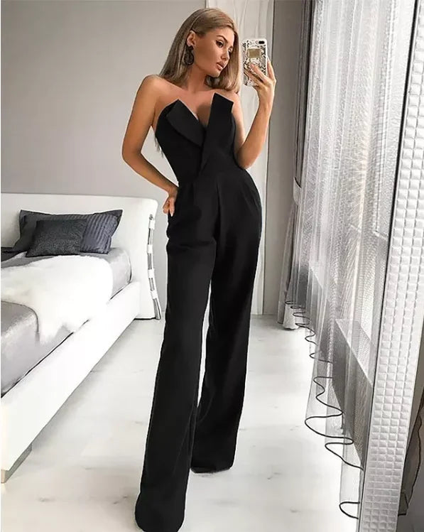 Wide Leg Strapless Jumpsuit