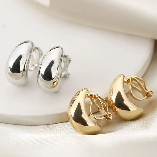 Luxury Droplet Zinc Clip-On Earings