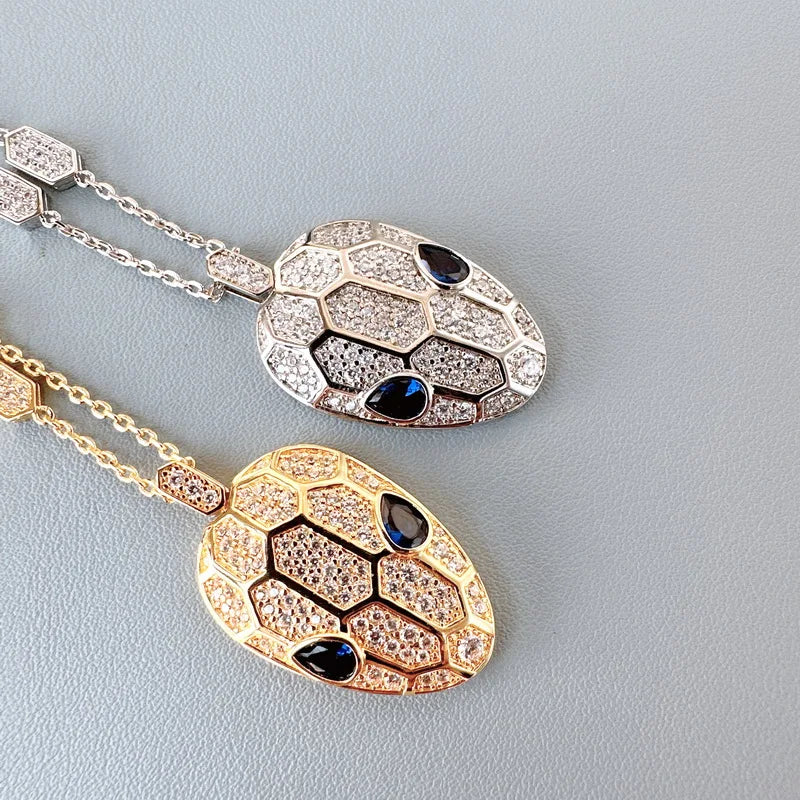 Designer Zircon Blue Eyes Snake Pendant