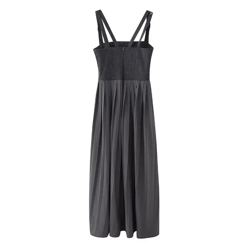 Pleated Sleeveless Corset Dress