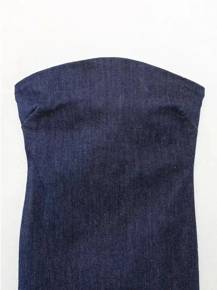 Denim Strapless Stretch Dress