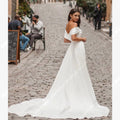 Boho Satin Off The Shoulder Wedding Dress