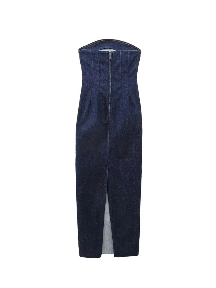 Denim Strapless Stretch Dress