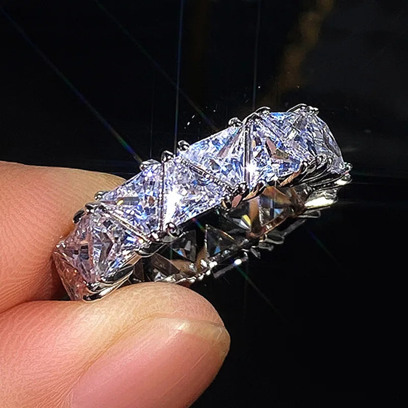 Lux 925 Sterling Silver AAA Zircon Crystal Ring