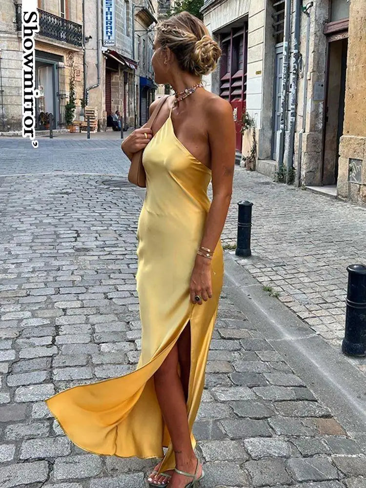 Satin Backless Maxi Dress