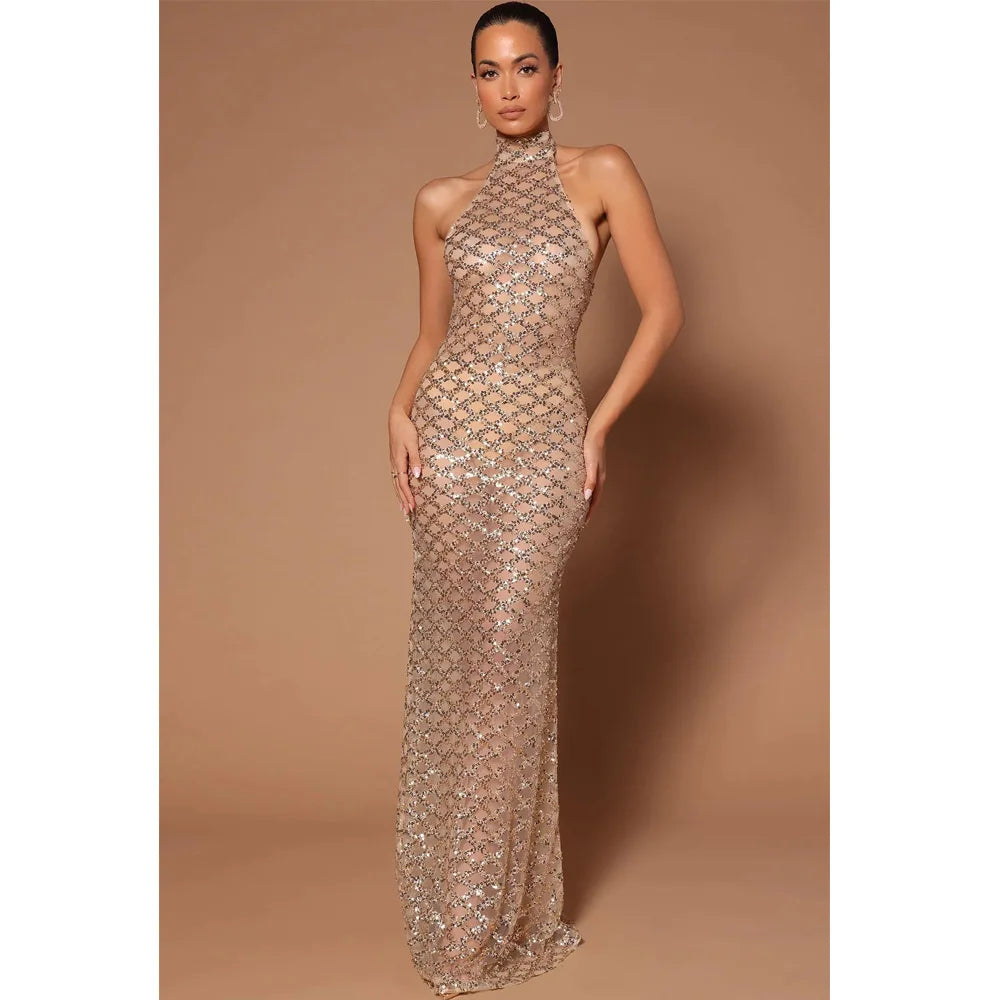 Sexy Backless Halter Mermaid Dress