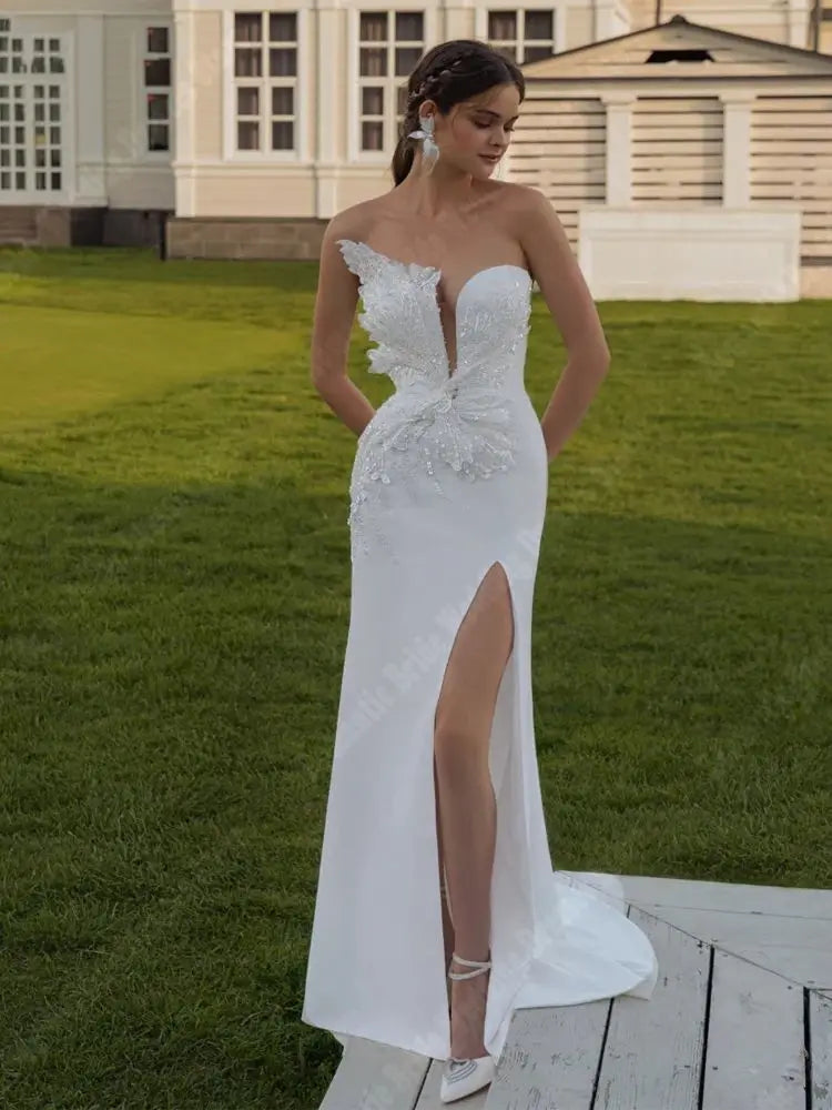 Celebrity Satin & Lace Mermaid Bridal Gown