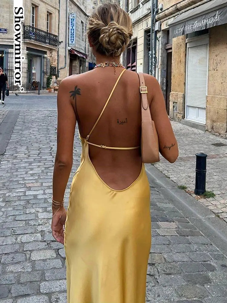 Satin Backless Maxi Dress