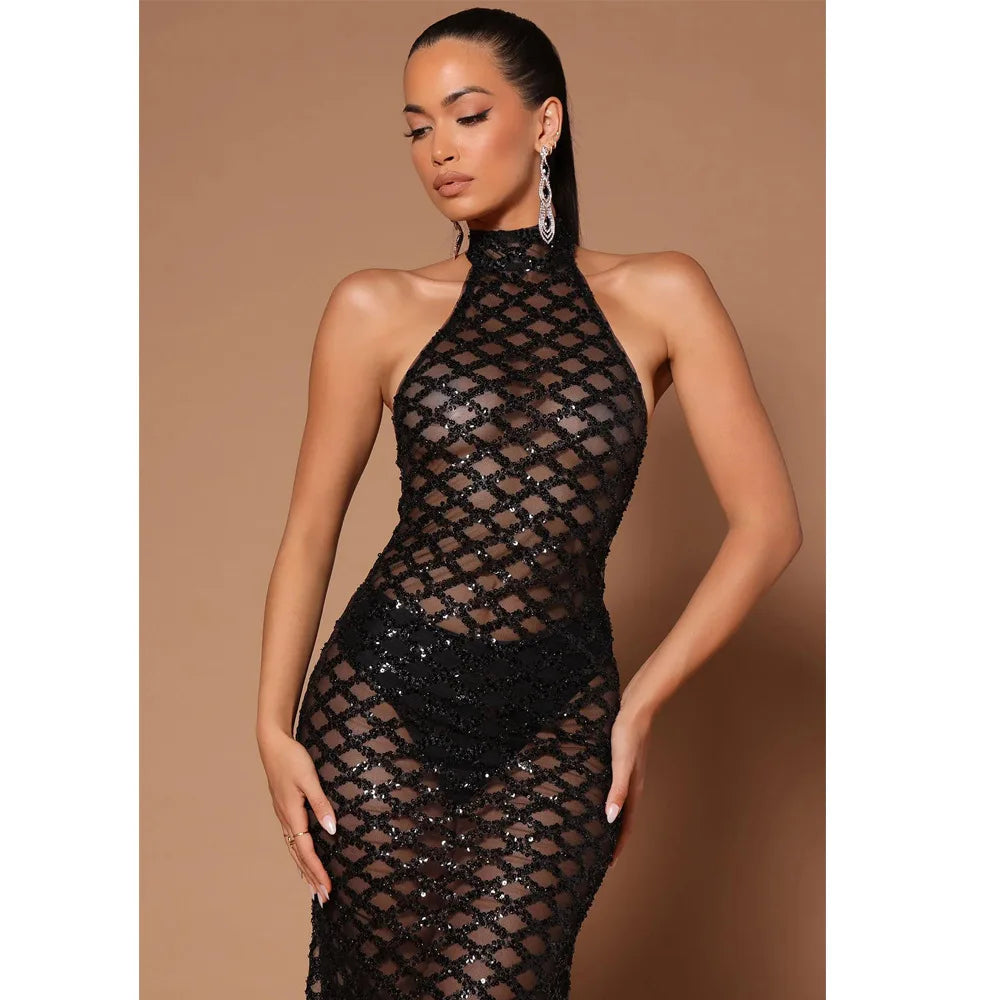 Sexy Backless Halter Mermaid Dress