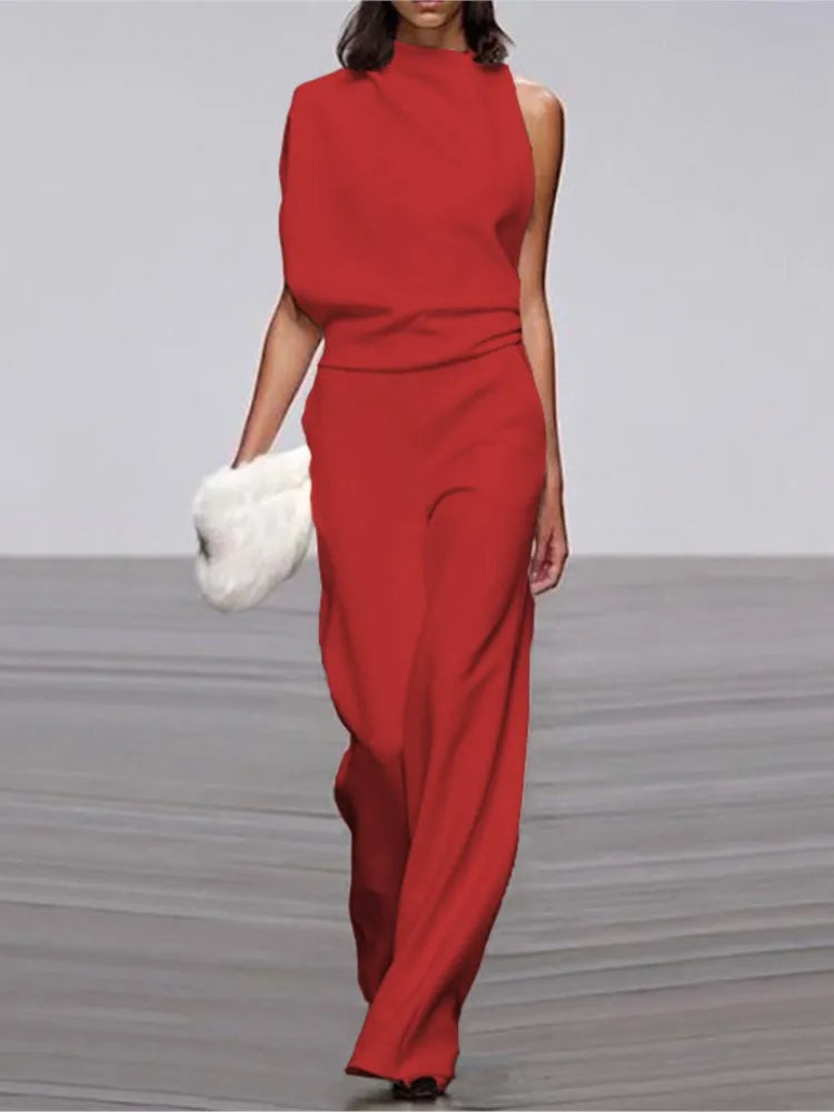 Summer Sleeveless Collar Jumpsuit