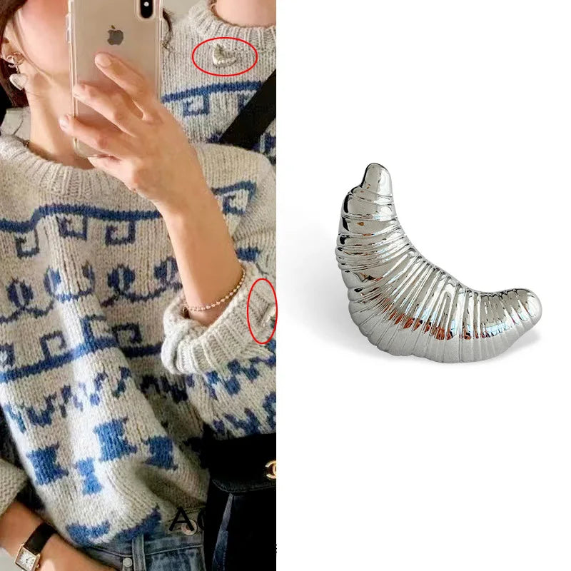 Croissant Brooch Plated Metal