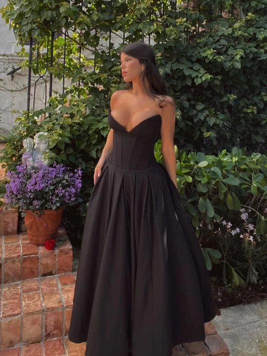 Black Elegant Corset MIDI Dress