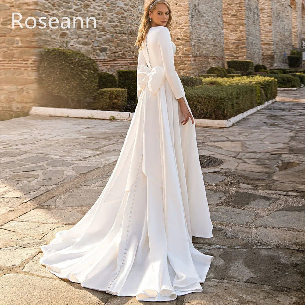 Julia A-line Ivory Satin Wedding Dress