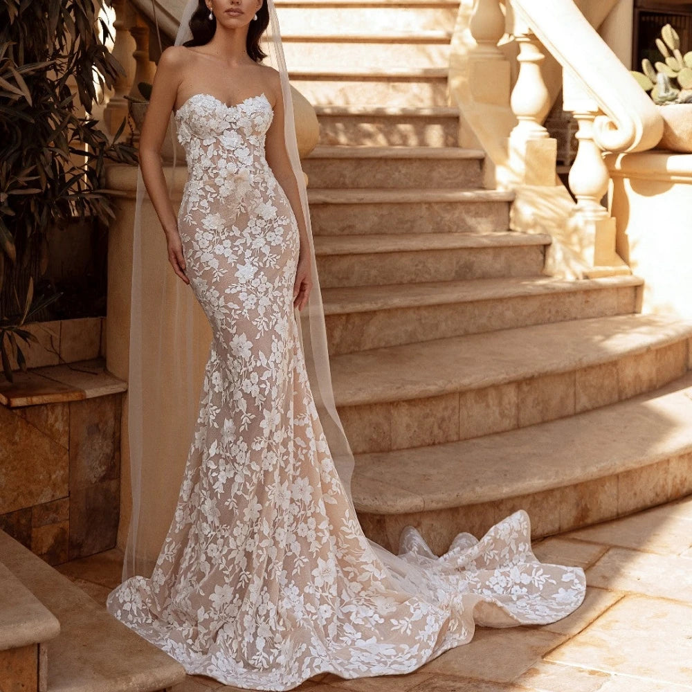 Detachable Train Mermaid Wedding Dress