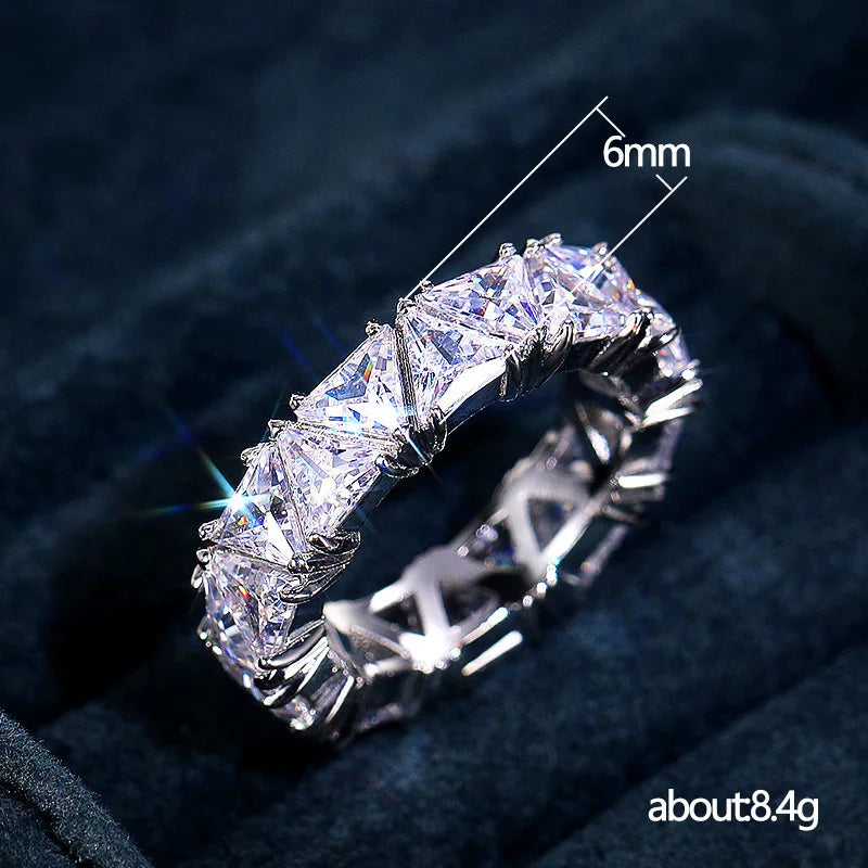 Lux 925 Sterling Silver AAA Zircon Crystal Ring