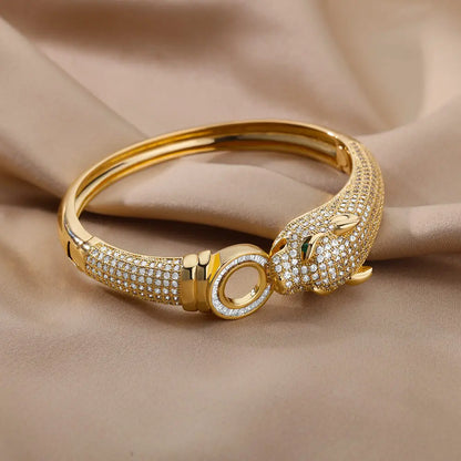 Cubic Zirconia Leopard Bangle Bracelet