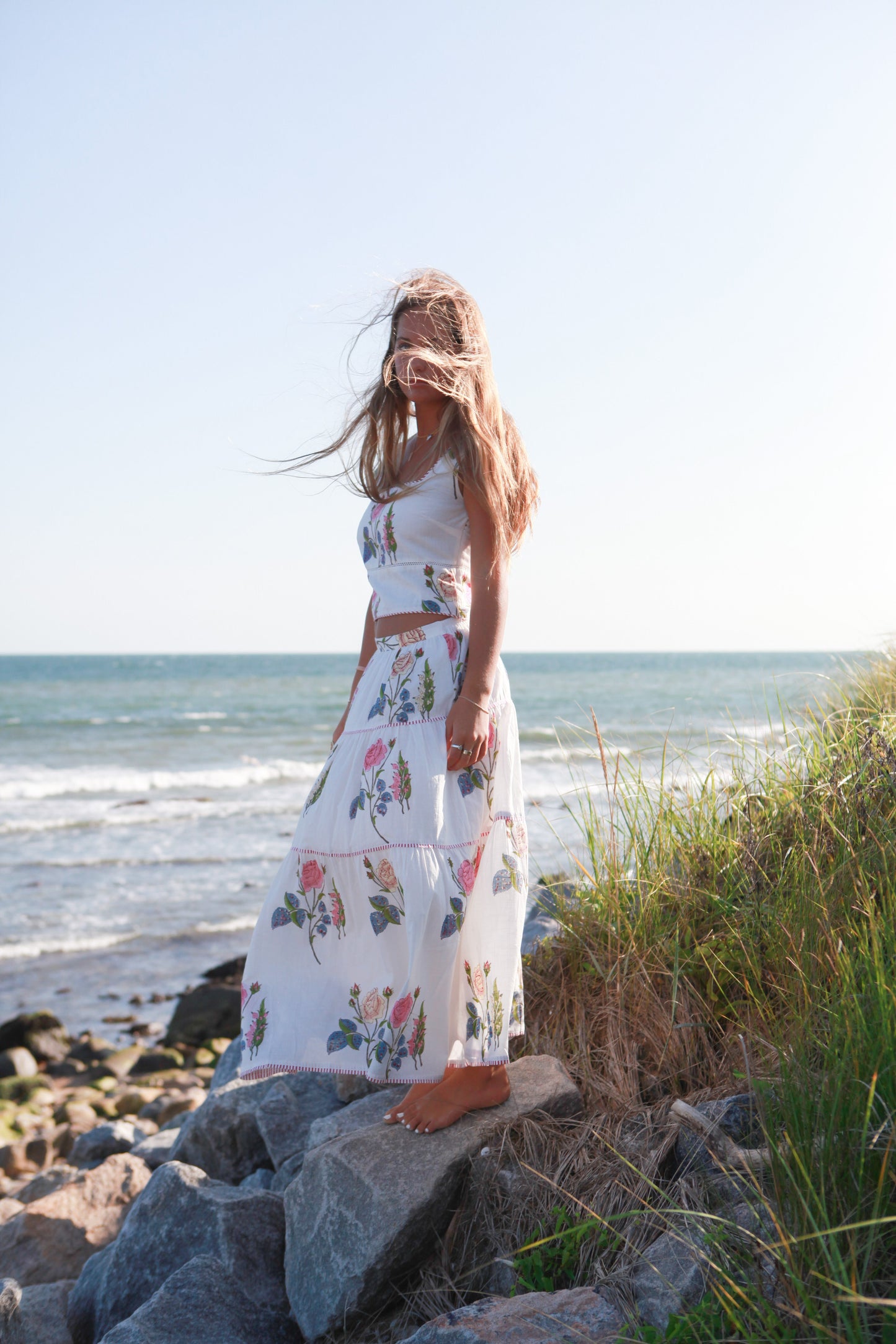 Drue Tiered Skirt in Multi Rosette