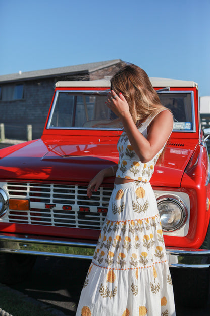 Drue Tiered Skirt in Marigold