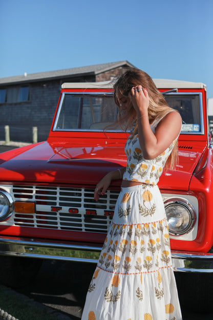 Drue Tiered Skirt in Marigold