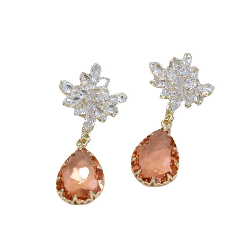 Water Drop Earrings 14K Gold Plating Zircon